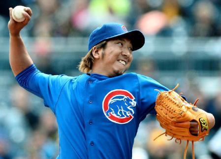 　パイレーツ戦の８回に登板し、三者凡退に抑えたカブス・藤川＝ＰＮＣパーク（共同）