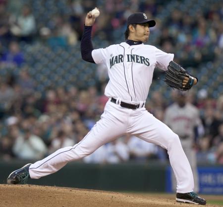 　アストロズ戦に先発したマリナーズ・岩隈＝シアトル（ＡＰ＝共同）