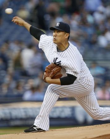 　ナショナルズ戦で先発したヤンキース・田中＝ニューヨーク（共同）