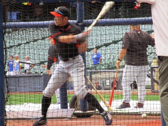 試合前に打撃練習を行うイチロー＝ミルウォーキー（撮影・小林信行）