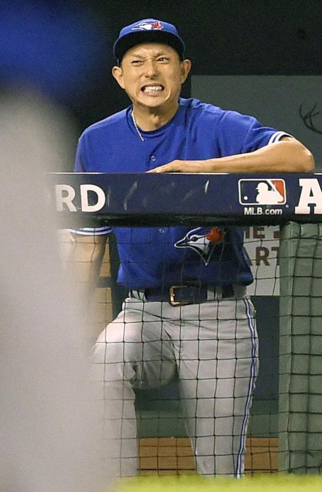 ロイヤルズに競り負け、悔しそうな表情のブルージェイズ・川崎＝カンザスシティー（共同）