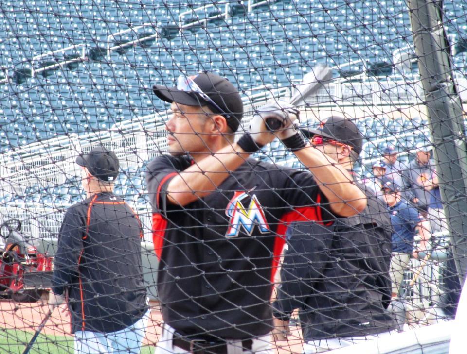 試合前に打撃練習を行うイチロー（撮影・小林信行）