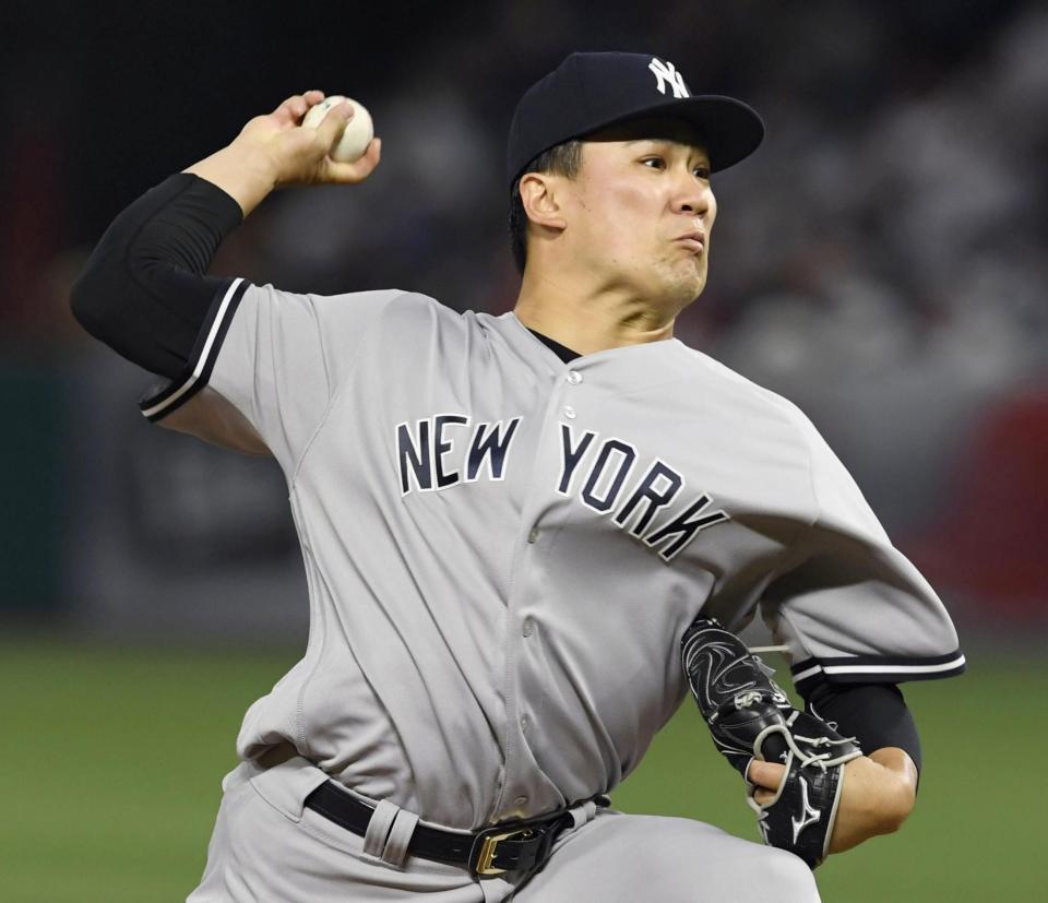 　エンゼルス戦に先発、自身の６勝目は逃したが、チームの勝利に貢献したヤンキース・田中