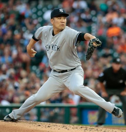 　故障者リスト入りから復帰し、タイガース戦に先発したヤンキース・田中＝デトロイト（共同）