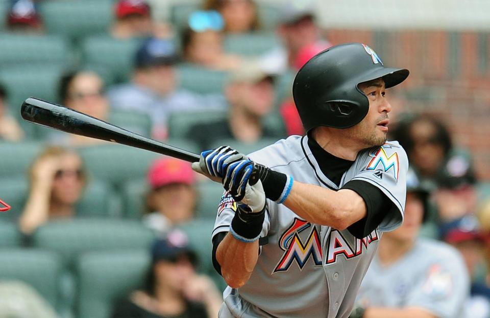 　８回、中飛に倒れたマーリンズのイチロー