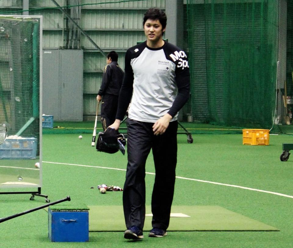 　練習を終え勇翔寮へと引き揚げるエンゼルス・大谷