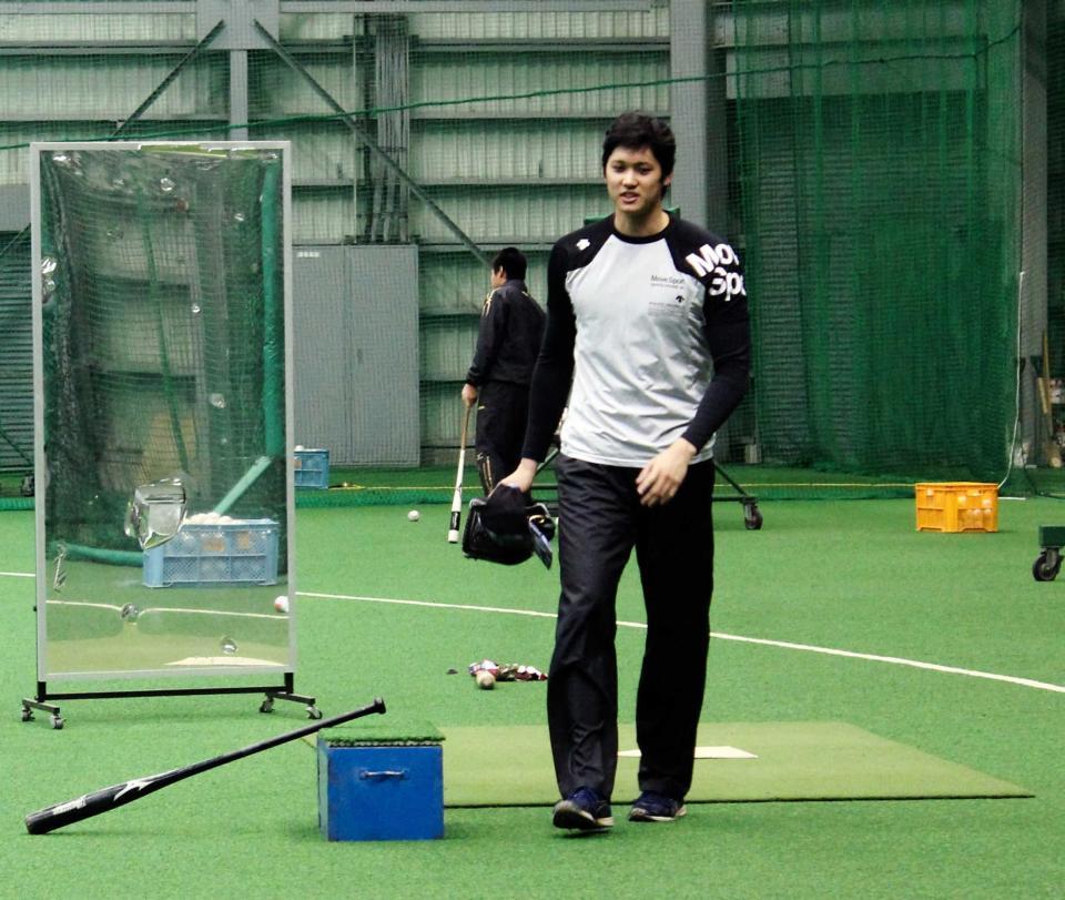 　練習を終え勇翔寮へと引き揚げるエンゼルス・大谷