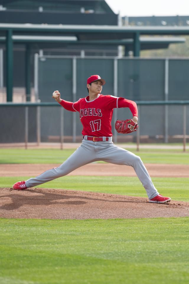 　フリー打撃に初めて登板した大谷（提供・LA ANGELS)