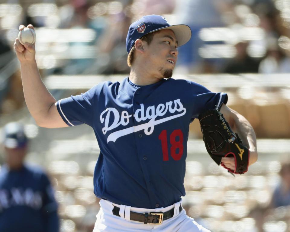 　レンジャーズとのオープン戦に先発し、２回を無安打無失点のドジャース・前田