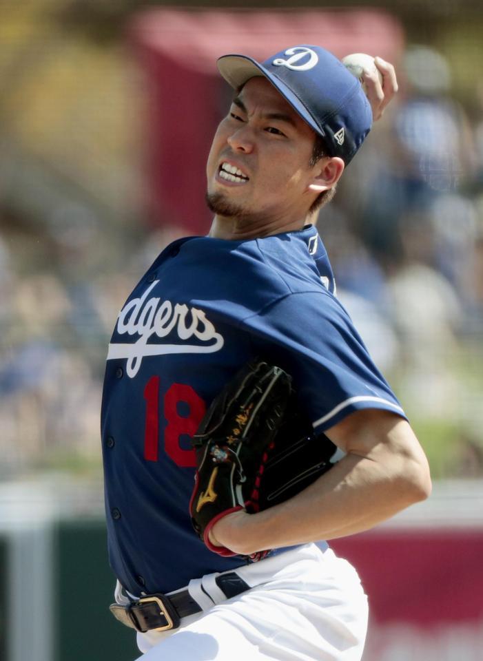 　ロイヤルズ戦に先発し、３回１失点のドジャース・前田