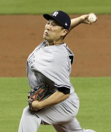 　６回１失点と好投したヤンキース・田中＝マイアミ（共同）