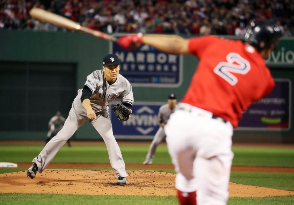 レッドソックス戦に先発したヤンキース・田中＝ボストン（共同）