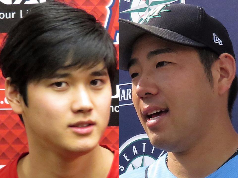 エンゼルス・大谷翔平（左）とマリナーズ・菊池雄星