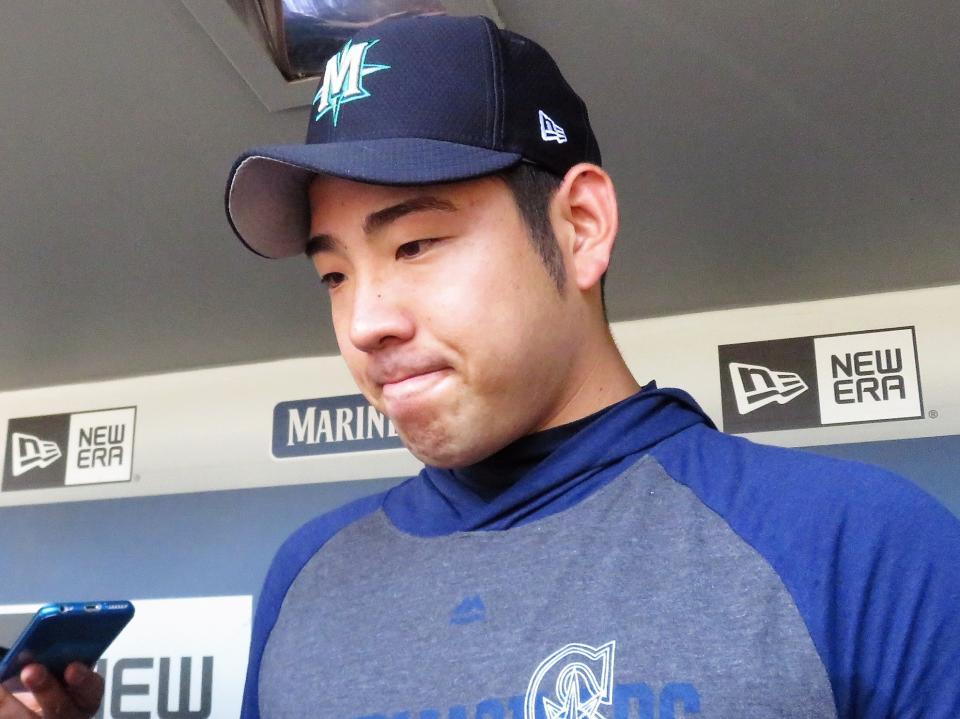 登板回避に悔しさをにじませる菊池（撮影・小林信行）