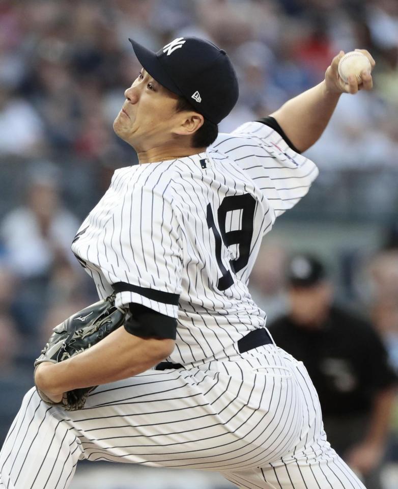 　アストロズ戦に先発し、６回を２失点のヤンキース・田中＝ニューヨーク（共同）