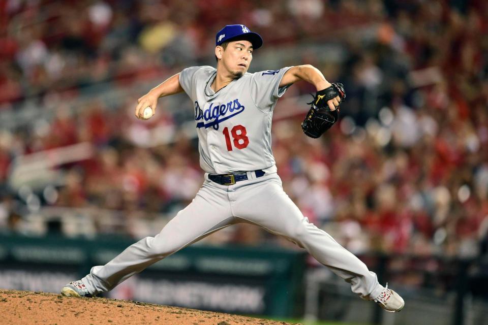 ナショナルズ戦の８回途中から登板したドジャース・前田＝ワシントン（ＵＳＡ　ＴＯＤＡＹ・ロイター＝共同）