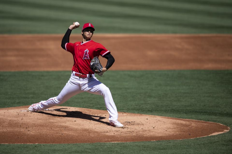 紅白戦に登板した大谷（Ａｎｇｅｌｓ　Ｂａｓｅｂａｌｌ提供）