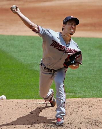 　ホワイトソックス戦で先発し、５回２失点で今季初勝利を挙げたツインズ・前田（ゲッティ＝共同）