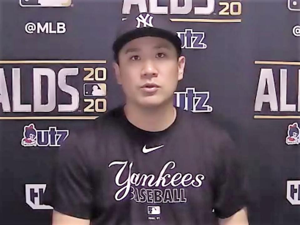 試合後のオンライン会見で敗戦を悔しがる田中