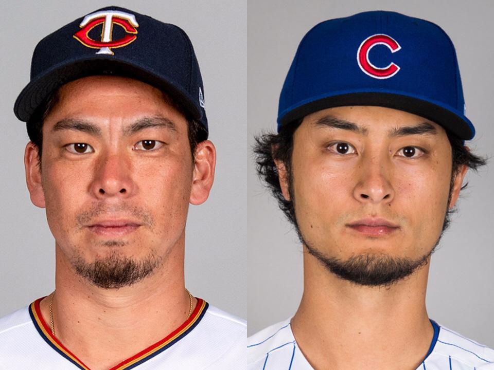 ツインズの前田健太（左）とカブスのダルビッシュ有