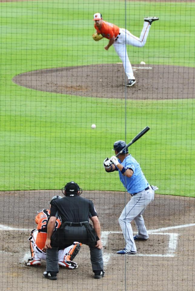 　オリオールズ戦で打席に立つレイズ・筒香＝サラソタ（共同）