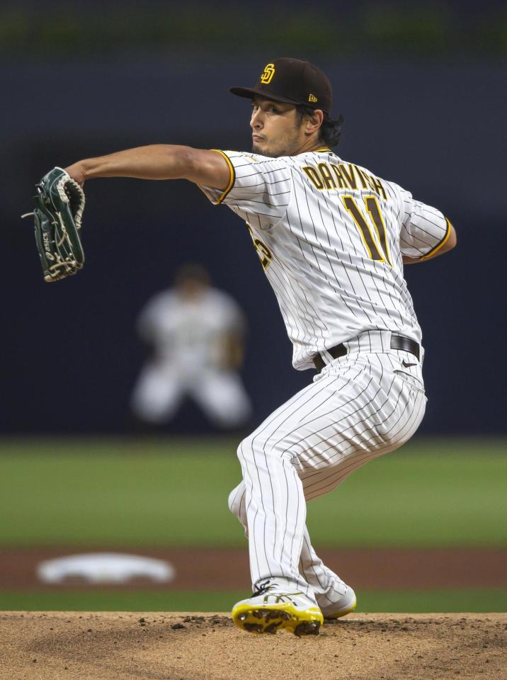 　ジャイアンツ戦に先発したパドレスのダルビッシュ（ゲッティ＝共同）