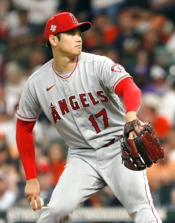 　アストロズ戦に先発したエンゼルス・大谷＝ヒューストン（共同）