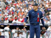 オールスター戦に先発登板し、１回を無安打無失点で投げ終えたエンゼルス・大谷＝13日、デンバー（共同）
