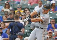 　１回、６号ソロを放つパイレーツ・筒香＝シカゴ（ＵＳＡトゥデー・ロイター＝共同）