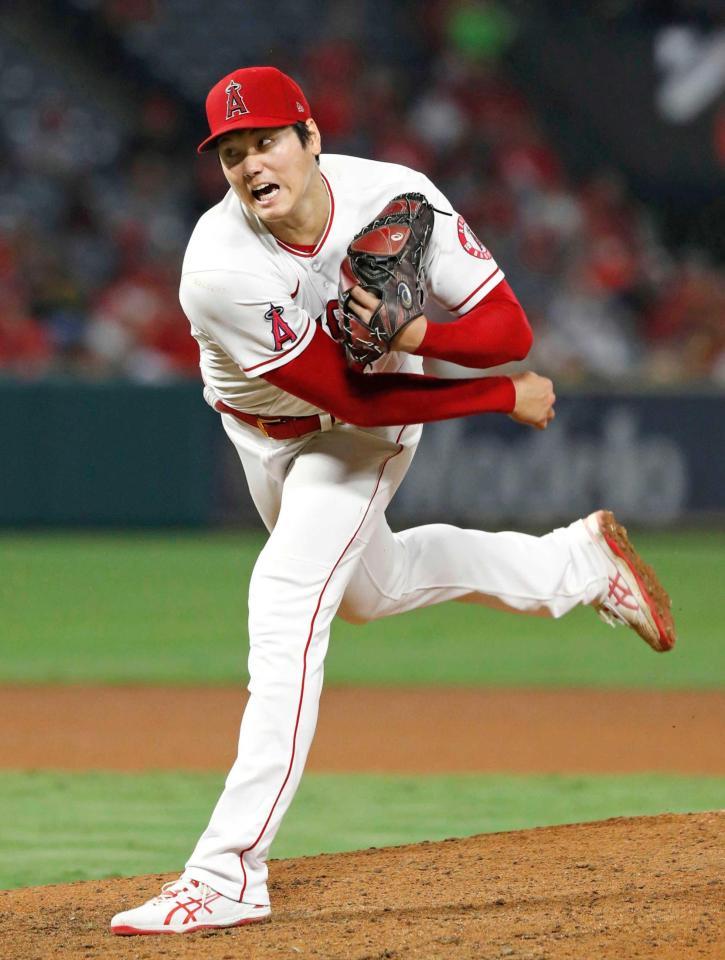 　９月、レンジャーズ戦に先発し９勝目を挙げた大谷＝アナハイム