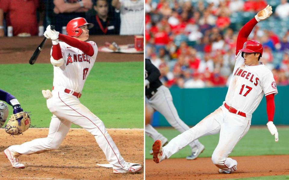 　米大リーグ、エンゼルスの大谷翔平。今季は４６本塁打、１００打点、２６盗塁の好成績を残した（共同）
