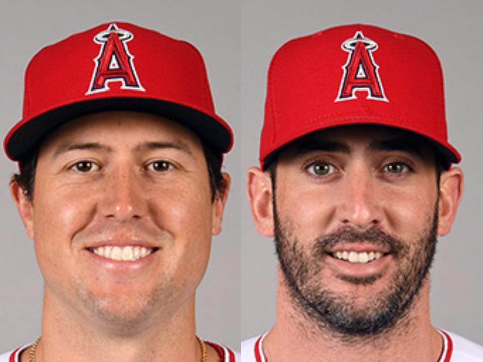 　タイラー・スカッグス氏（左）とマット・ハービー投手