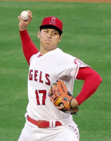 　ガーディアンズ戦に先発登板したエンゼルス・大谷＝アナハイム（共同）