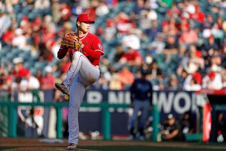 　レイズ戦に先発し６回２安打１失点のエンゼルス・大谷＝アナハイム（共同）