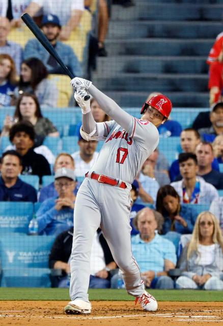 大谷翔平、第２打席は打球速度１８４キロ弾丸ライト前ヒットで今季最長９戦連続安打