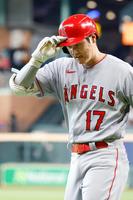 　アストロズ戦の３回、一ゴロに倒れたエンゼルス・大谷。４打数無安打だった＝ヒューストン（共同）