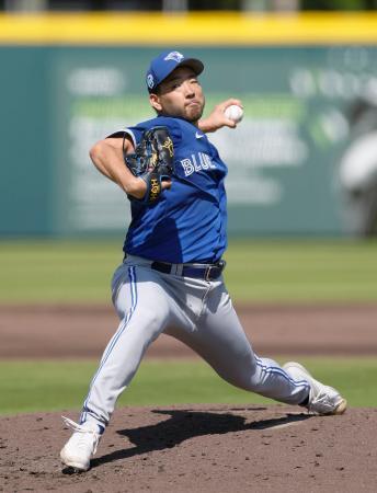 　パイレーツ戦に先発し、３回無安打無失点と好投したブルージェイズ・菊池＝ブラデントン（共同）