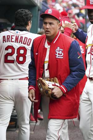 　左手親指を痛めブルージェイズ戦を欠場したヌートバー（共同）