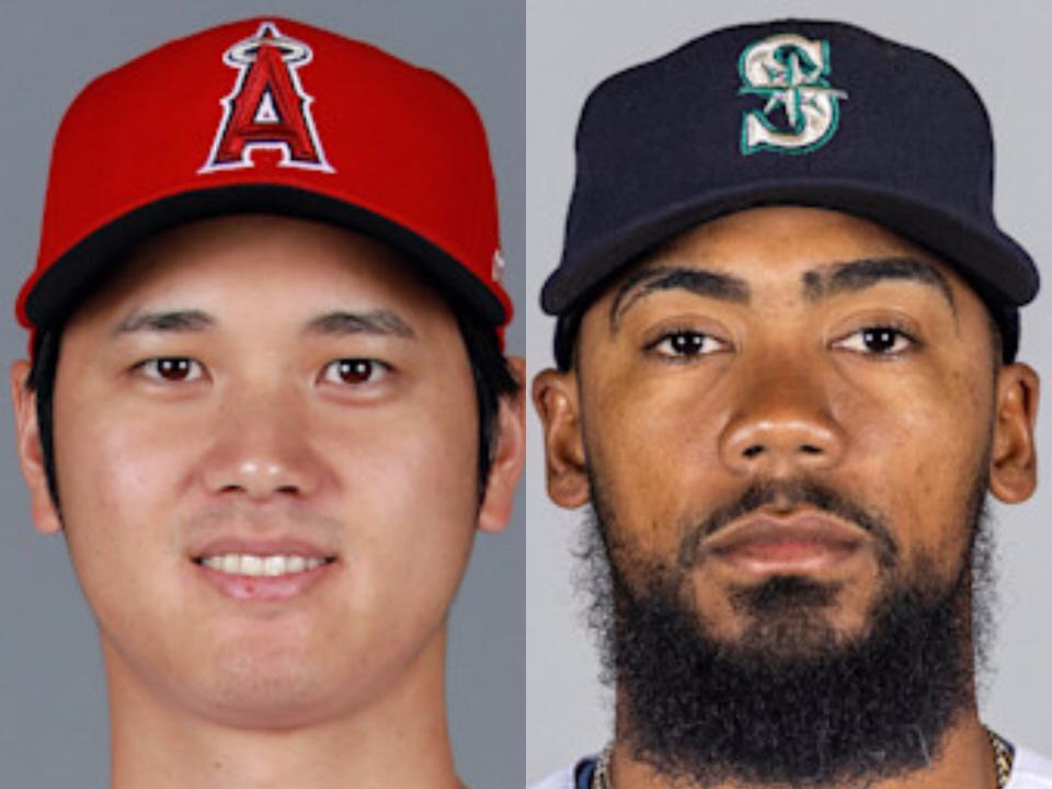 　エンゼルス・大谷翔平（左）とマリナーズ　テオスカー・ヘルナンデス