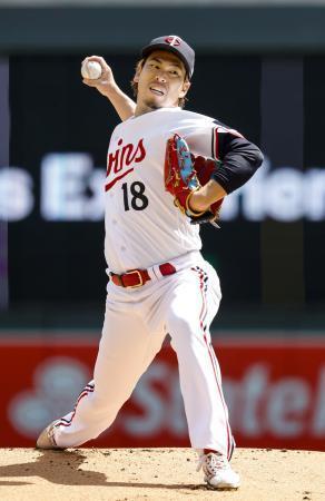 　ホワイトソックス戦に先発し、６回を８安打４失点で２敗目を喫したツインズ・前田＝ミネアポリス（ゲッティ＝共同）