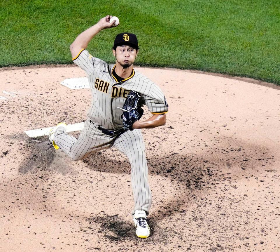 　メッツ戦に先発したダルビッシュ。５失点で今季初黒星を喫した（ＡＰ＝共同）