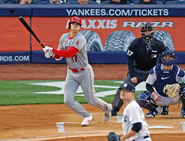 エンゼルス・大谷　祝砲！４号Ｖ２ラン　旧ヤンキースタジアム１００周年記念日に躍動