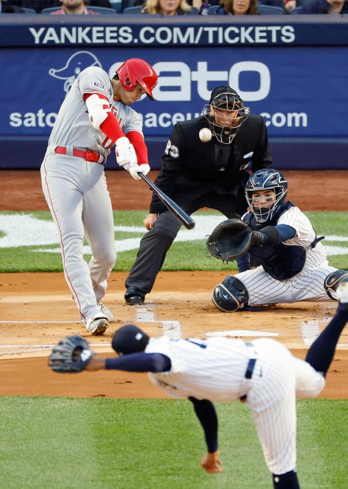 　１回、中飛に倒れる大谷