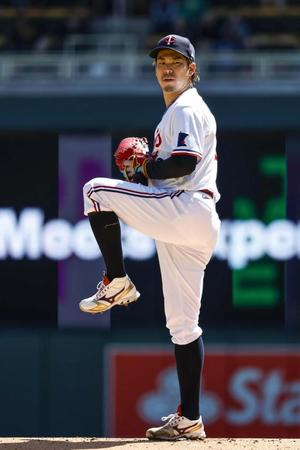 　ヤンキース戦に先発し、３回０／３を11安打10失点で４敗目を喫したツインズ・前田＝ミネアポリス（ゲッティ＝共同）