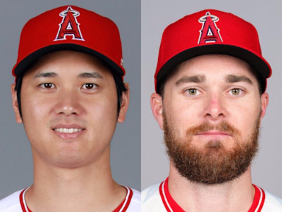 　エンゼルス・大谷翔平（左）とウォルシュ