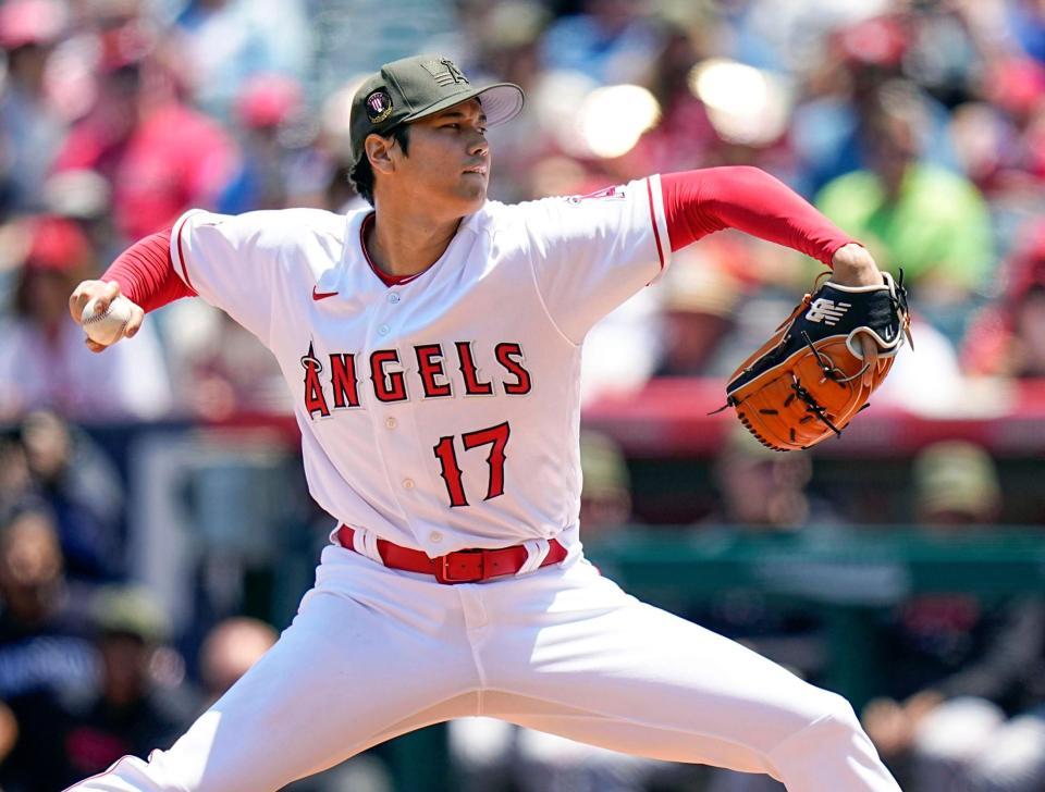 　投手兼指名打者で先発し、６回２安打１失点と好投した大谷