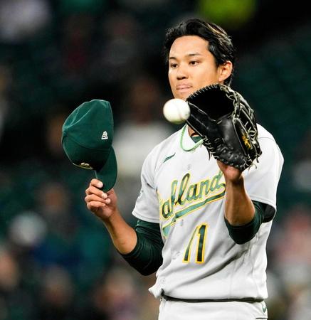 　マリナーズ戦の７回から登板し、２回を２安打３失点だったアスレチックス・藤浪（ＡＰ＝共同）