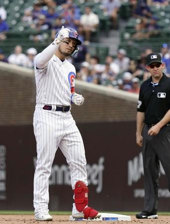 　７回に二塁打を放ったカブス・鈴木（ゲッティ＝共同）