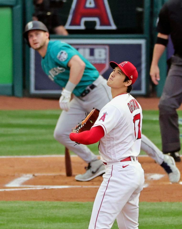 　１回、先制２ランを浴びた大谷