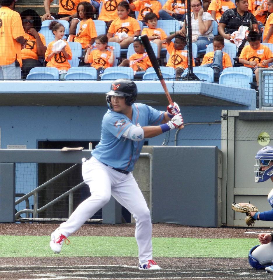 　４打数３安打３打点だったスタテンアイランドの筒香（共同）